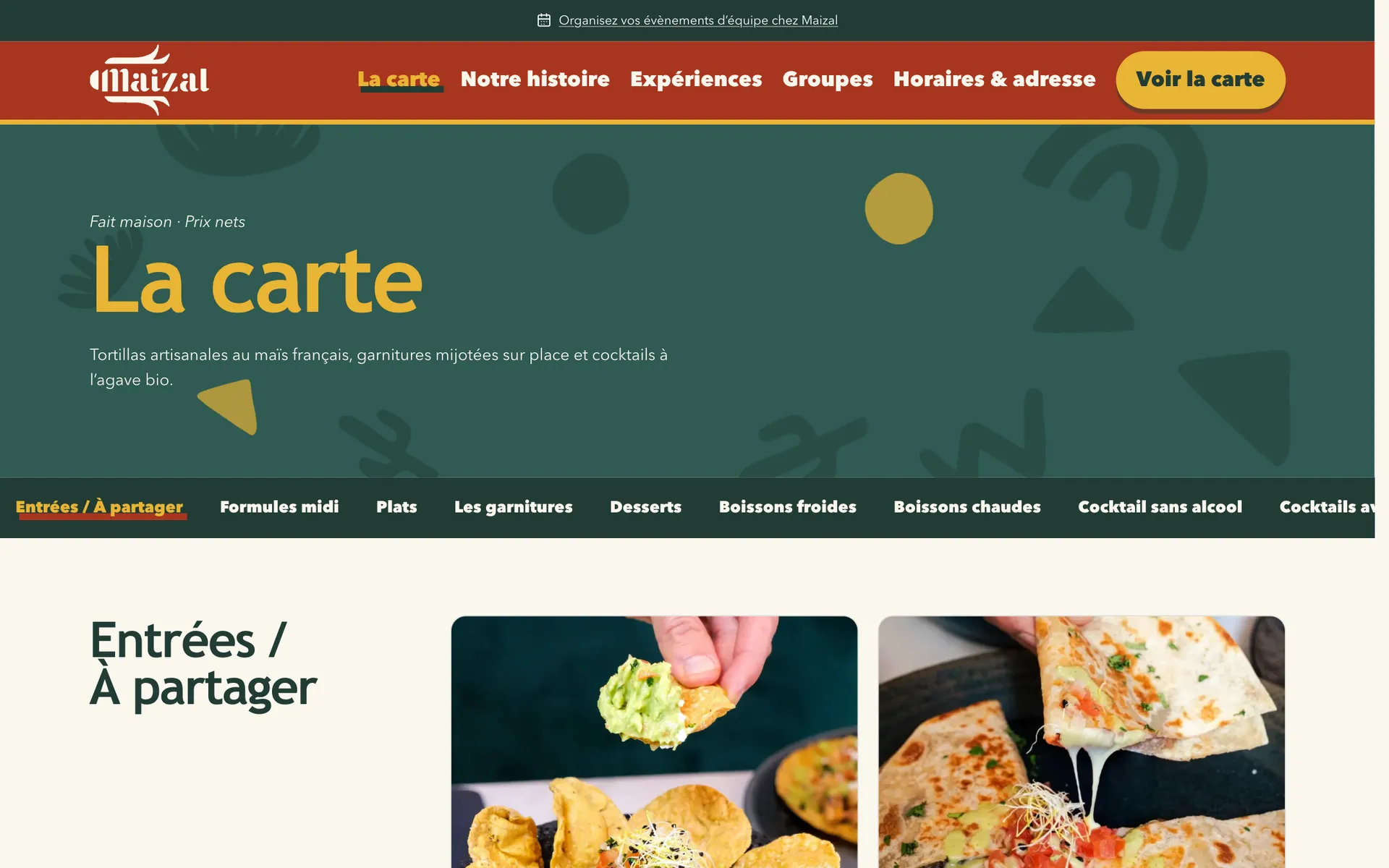 Digital menu